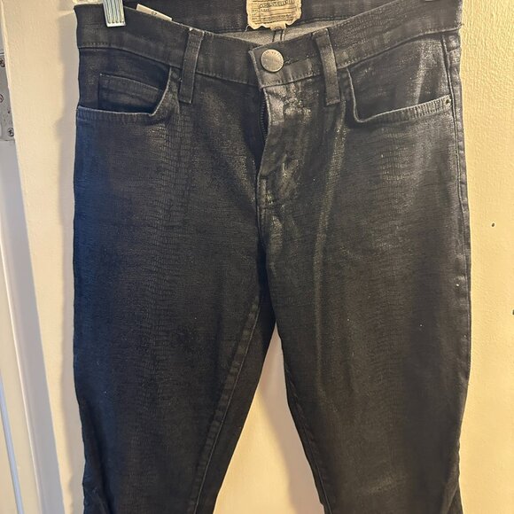 Current/Elliott Oil Rubbed Snakeskin-Textured Skinny Jeans - Picture 1 of 3